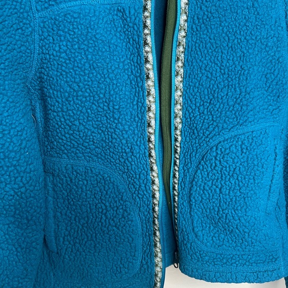 Vintage Women’s LL Bean Mountain Pile Fleece Hooded Zip Up. Blue Turquoise. XS - Picture 4 of 6